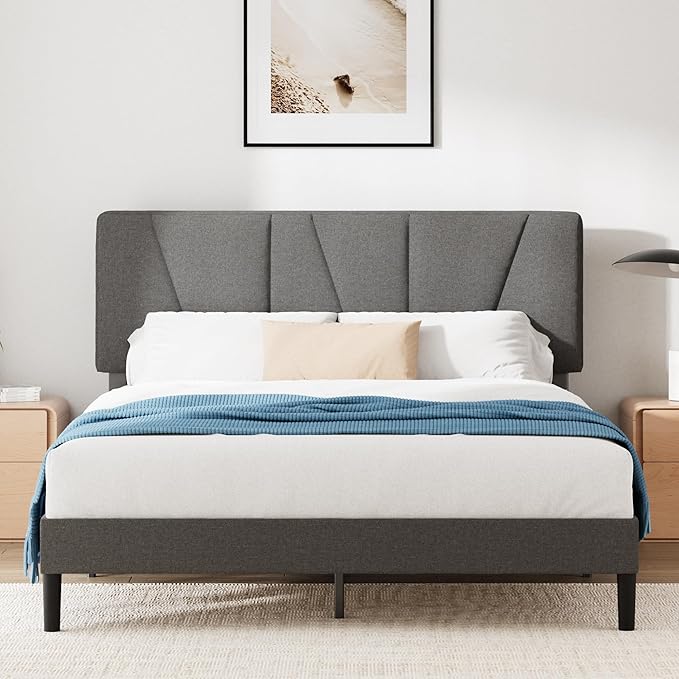 Cama tapizada Zinus Maya para un dormitorio elegante